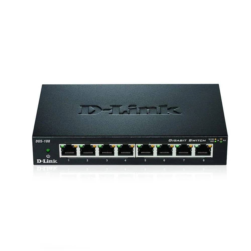D-Link 8-Port DGS-108 Gigabit Unmanaged Metal Desktop Switch
