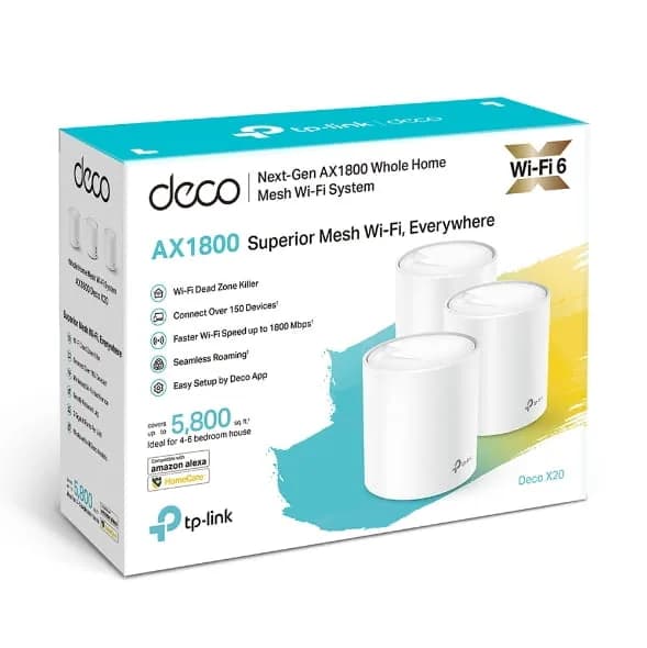 Tp-Link Deco X20 V5 AX1800 Whole Home Mesh Wi-Fi 6 System