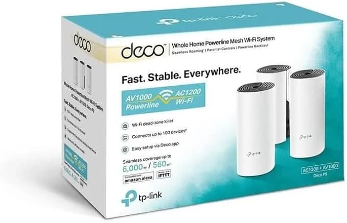 TP-Link Deco P9 (3-pack)AC1200+AV1000 Whole Home Hybrid Mesh Wi-Fi System