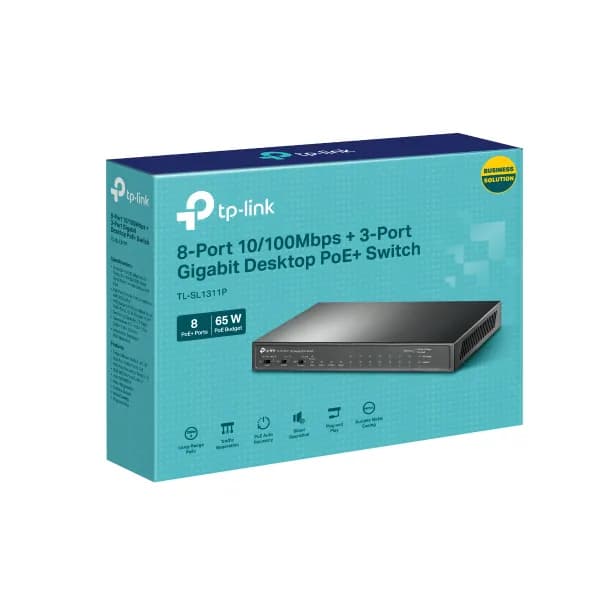 TP-Link TL-SL1311P 8-Port 10/100Mbps + 3-Port Gigabit Desktop Switch with 8-Port PoE+