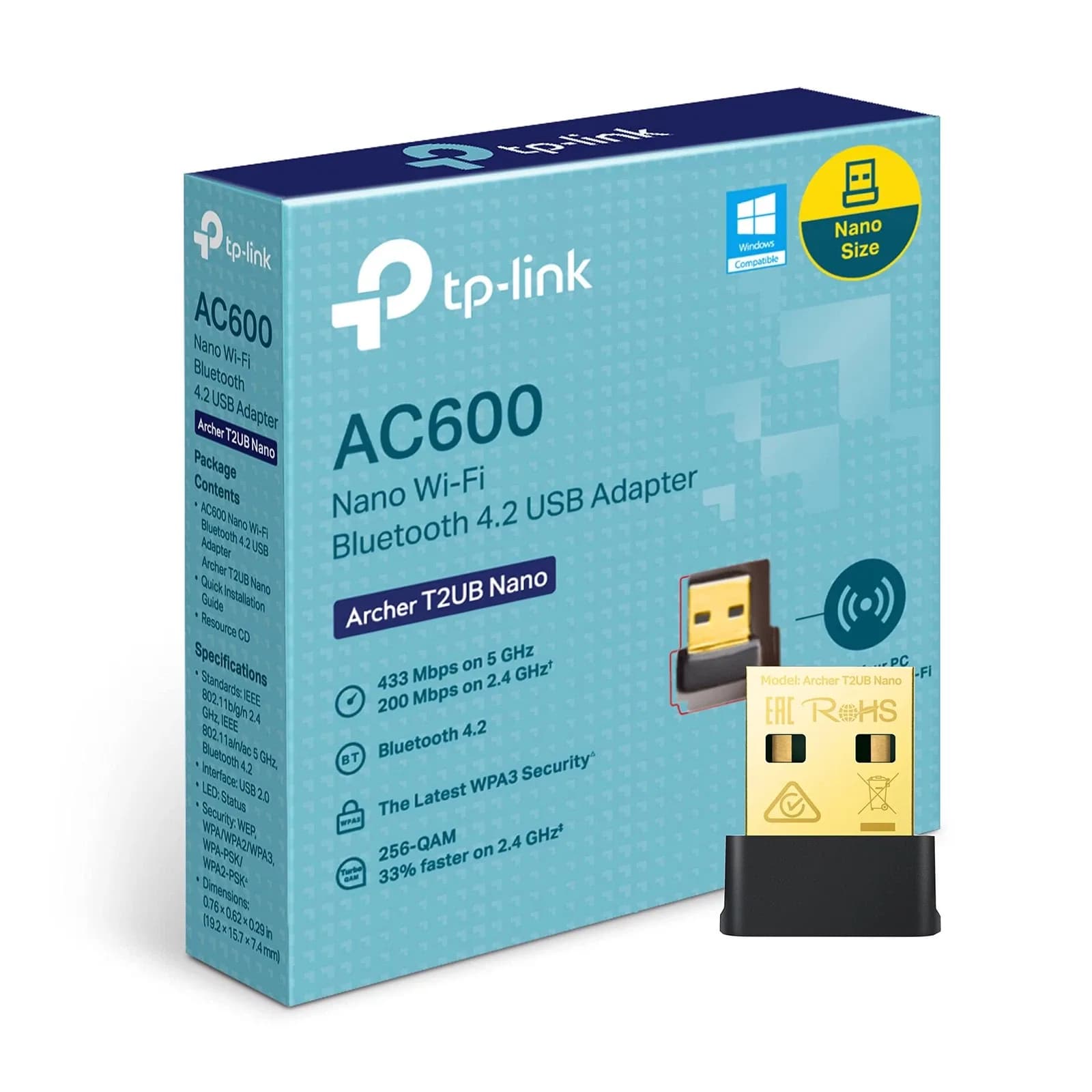 TP-Link Archer T2UB Nano AC600 Wi-Fi Bluetooth 4.2 USB Adapter
